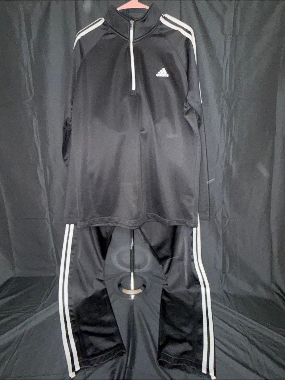 adidas Black Jogger Set with White Stripes